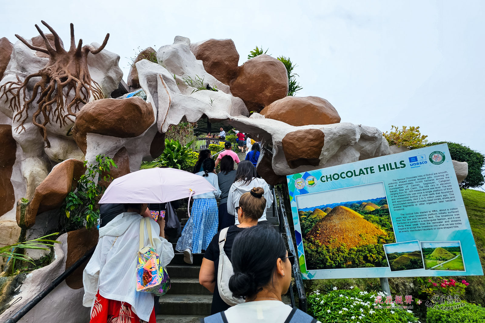 遊客不少,很容易在上山的途中塞車;入口這邊有旱季巧克力山的相片供參考